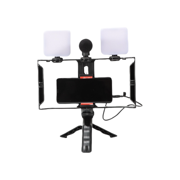 Kit de lumina de umplere pentru fotografie, design rezistent la cadere, prindere confortabila, pentru transmisiuni live in aer liber, negru