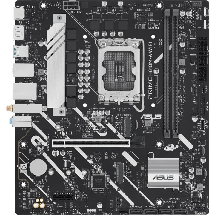 Дънна платка ASUS PRIME H810M-A WIFI, Intel B810, LGA 1851, DDR5, mATX