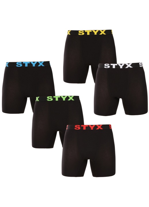 Set boxeri barbati 5UN9601, Styx, Bumbac/Elastan, 5 buc, Negru