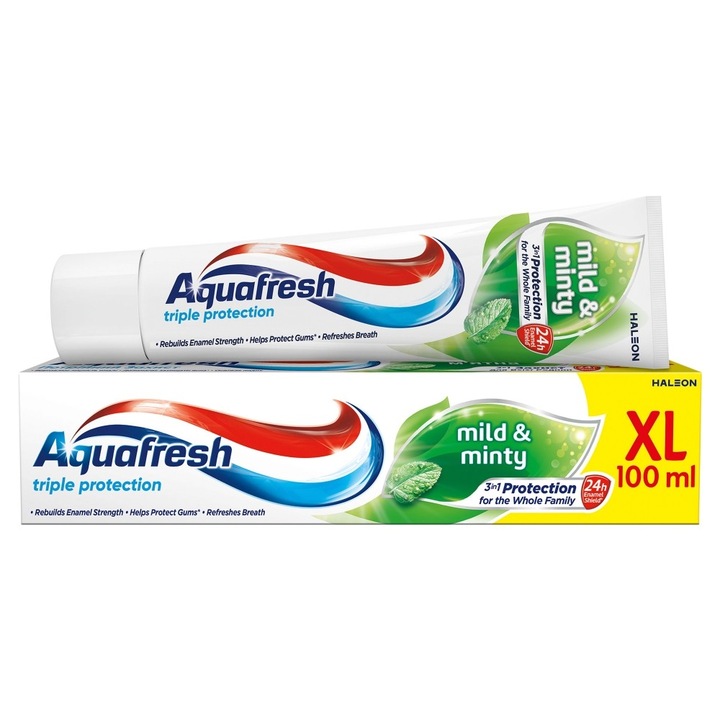Паста за зъби Aquafresh 100 мл, 3 в 1, 24-часова защита, вкус на мента