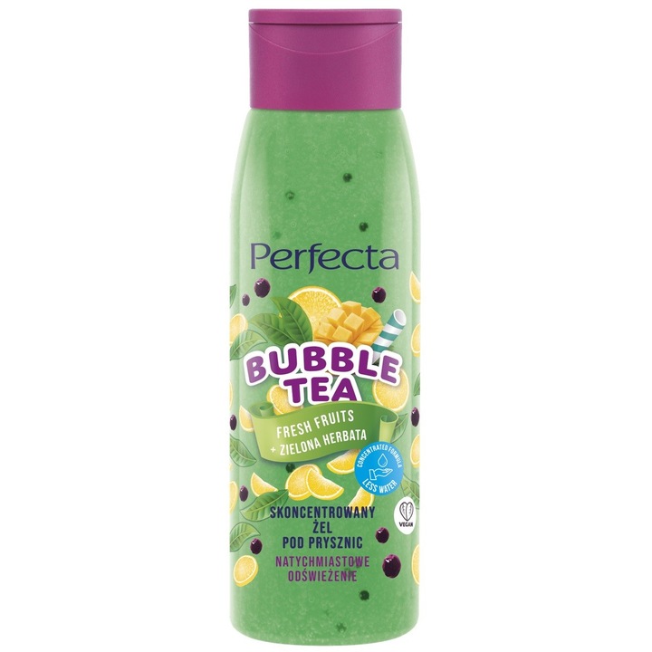 Perfecta Bubble Tea tusfürdő - Friss gyümölcsök + Zöld tea kivonat, 400 ml