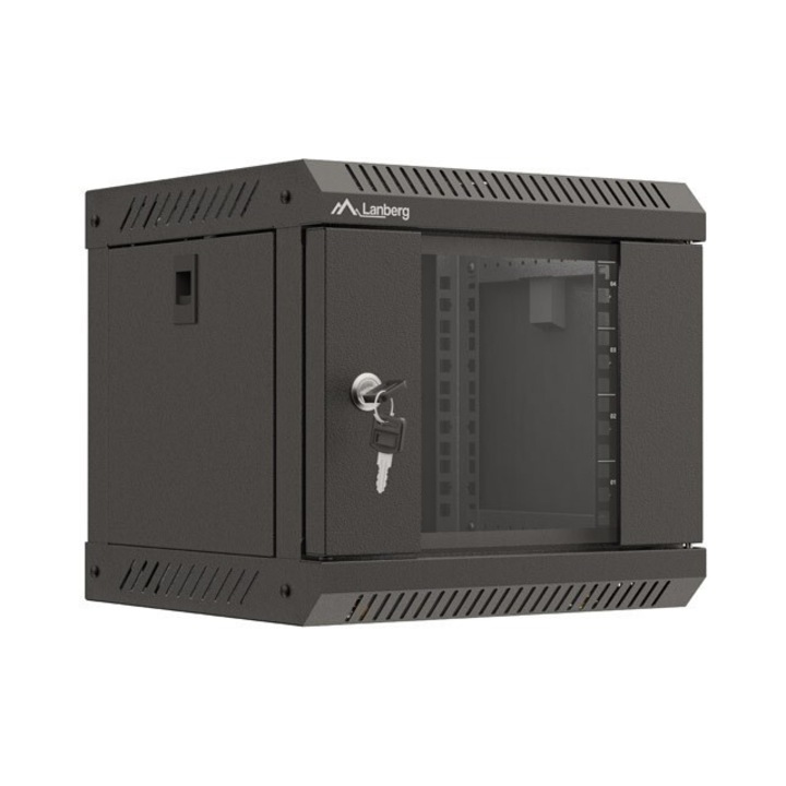 Fém rack szekrény 10" 4U 300x300mm, üvegajtó, fekete