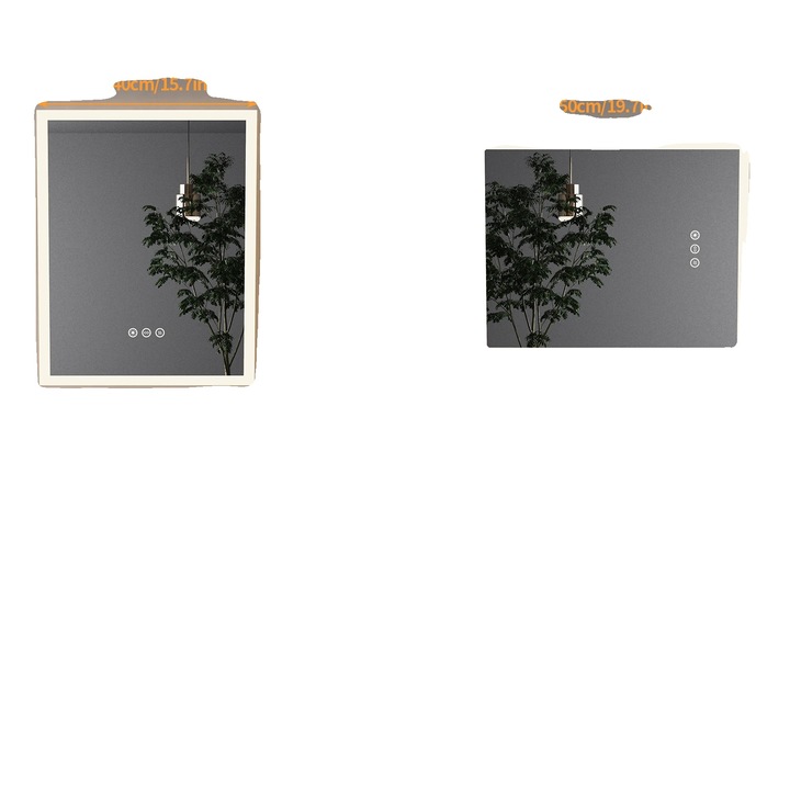 Oglinda de baie iluminata cu LED, 157x197 inch, functie antifog, control tactil, culoare argintie