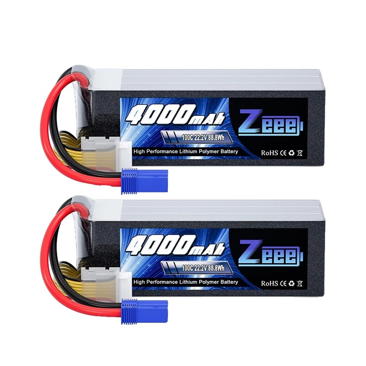 Baterii RoHs litiu-polimer 4000mAh 22.2V, set 2 bucati, 132x42x48mm