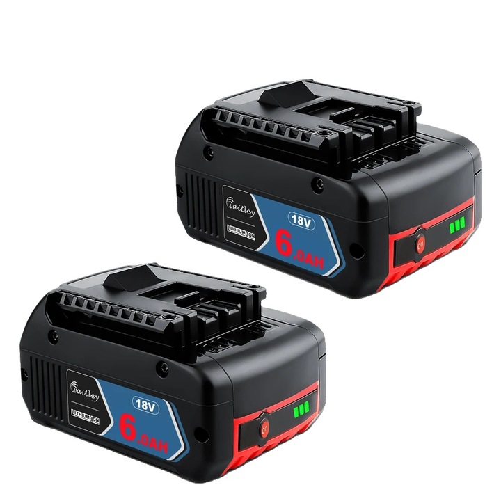 2 db-os elem szett, 6Ah, 18V, Bosch szerszámokhoz, LED visszajelző