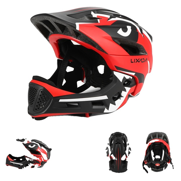 Детска предпазна каска, червена, подвижна, регулируема, 52x58 см