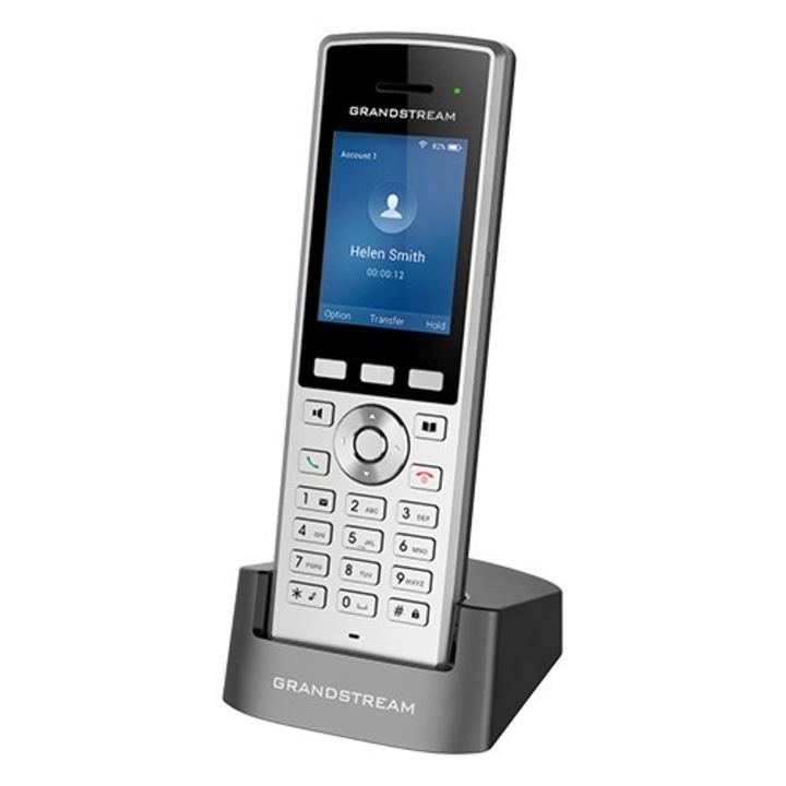 Grandstream WP 822 IP telefon, vezeték nélküli, 2 vonalas, ezüst, 164x52x25,8mm