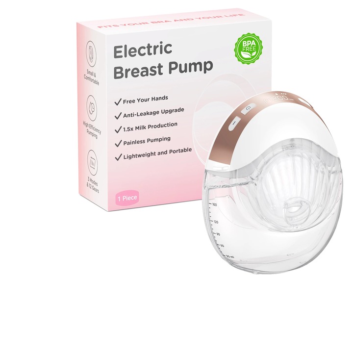 Електрическа помпа за кърма, комплект със силиконови щитове, колектор за мляко, четка за почистване, преносим дизайн, безболезнена