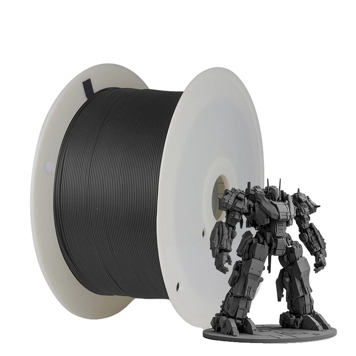 Filament 3D PLA PLUS 5KG, gri, diametru 1.75mm, compatibilitate versatila