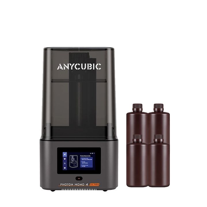3D принтер, Anycubic Photon Mono 4 Ultra, 10K резолюция, скорост на печат 120mm/h, комплект с 4L смола, многоцветен, размери 236x231x430mm