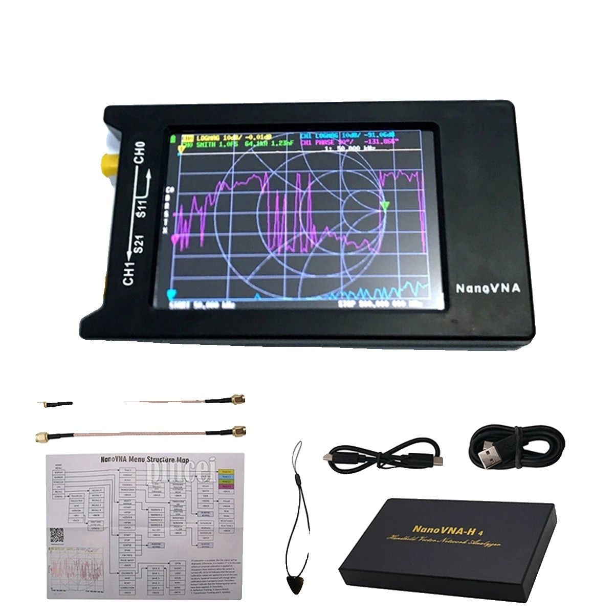 Analizor de spectru portabil, NanoVNA-H4, 50KHz-1.5GHz, 4