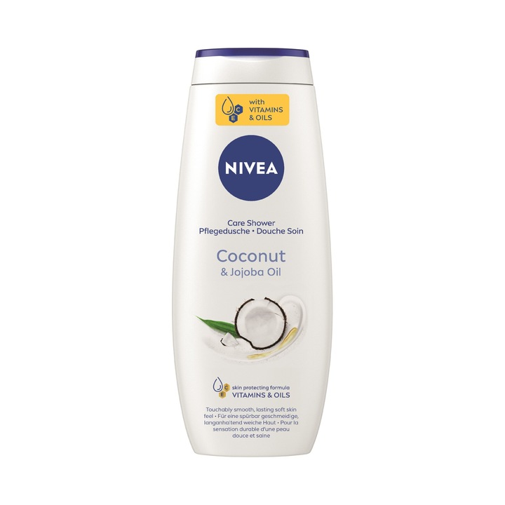 Nivea kókuszkrémes tusfürdő, 500 ml, jojobaolajjal, pH-kiegyensúlyozott, mikroműanyag-mentes