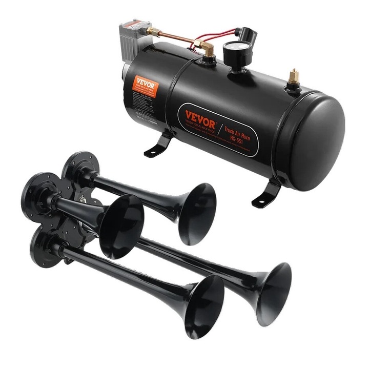 Kit claxon de tren, iesire de sunet 150 dB, dimensiune compresor compact, 6,5x6,1x13,6 inchi vevor