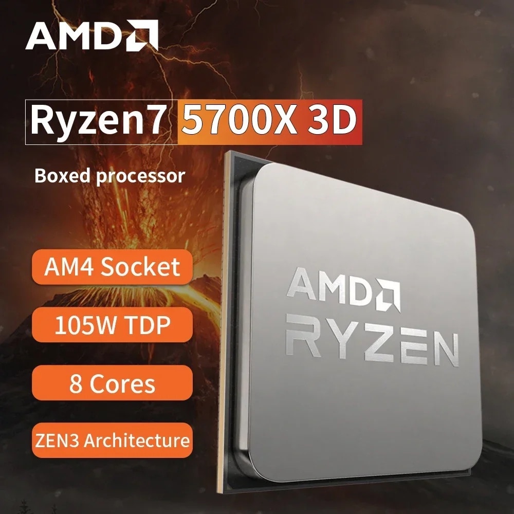 Procesor AMD Ryzen 7 5700X3D, 8 nuclee, 16 fire, suport DDR5, 105