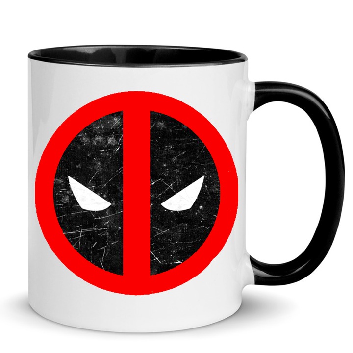 Cana ceramica Deadpool, 330ml, alb-negru