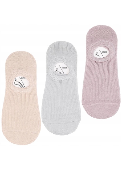 Sosete dama, Moraj, set 3 perechi, nervuri, multicolor, bumbac, 35-38 EU