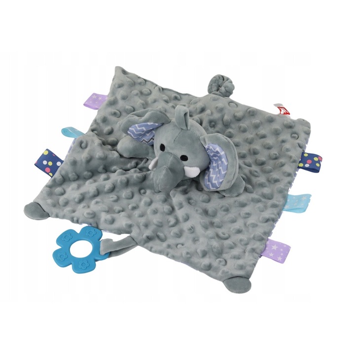 BEMI takaró játékkal, 28x34x30cm, szürke