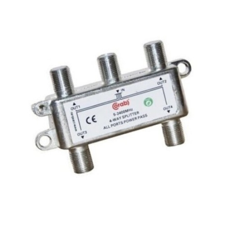 Splitter de semnal antena pentru 4 televizoare, 20 dB, 75 Ohm, DVB-T - CORAB