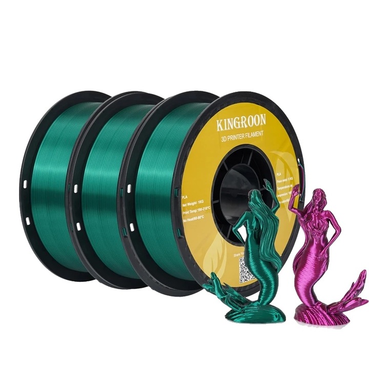 Filament PLA Dual-Color, 1.75mm, Verde si Violet, 3kg
