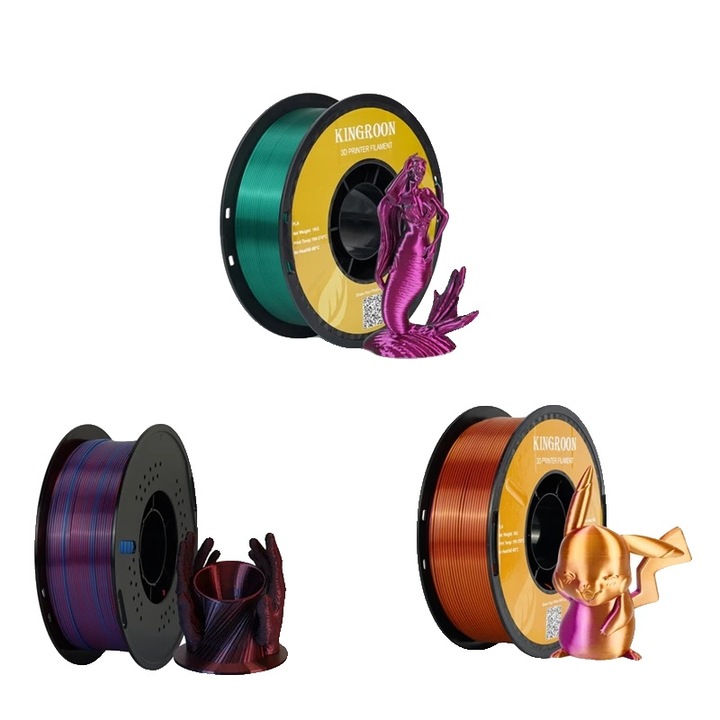 Filament PLA Dual-Color, 1.75mm, 3kg, Combinatie Rosu si Albastru