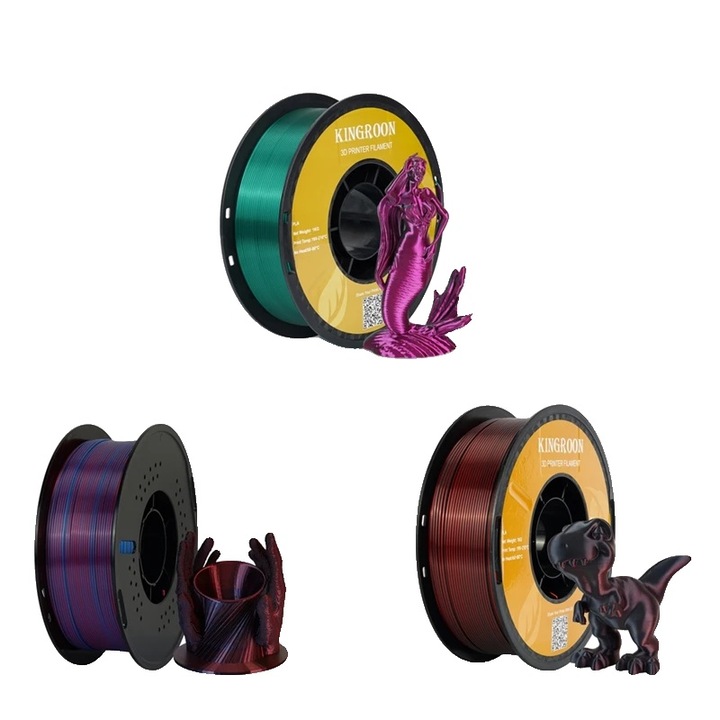 Filament PLA Dual-Color, 1.75mm, Set 3kg, Verde si Roz