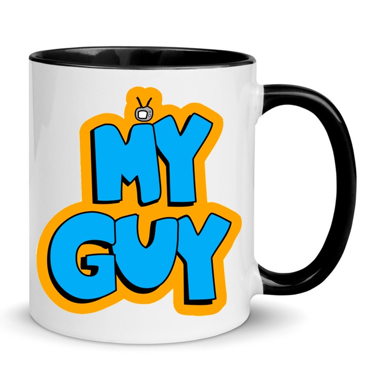 Cana ceramica Family Guy 330ml alb-negru, design modern, pentru cafea sau ceai
