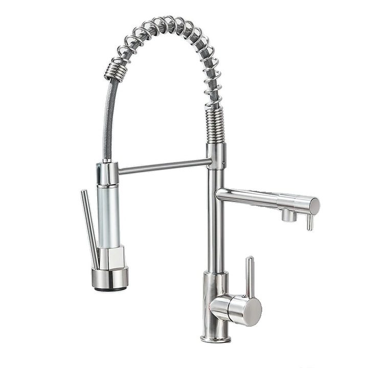 Fürdőszoba csaptelep lehúzható zuhanyzóval, Bronz, Munkalapra szerelhető