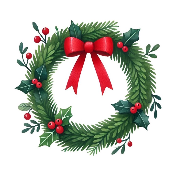 Sticker decorativ, Craciun, Coroana, Verde, 20023ST-76