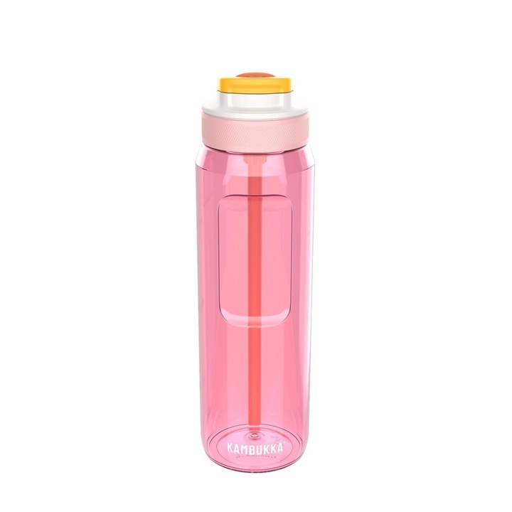 Бутилка за вода Kambukka Lagoon 1000 мл, синя, 28,4 x 8 см, с капак с прибор за пиене и сламка