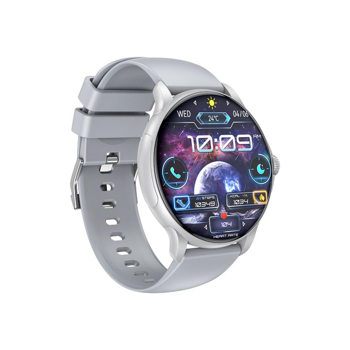 Смарт часовник XO J11 Amoled, 2.06-инча, Bluetooth, IP68, Da-Fit, сив