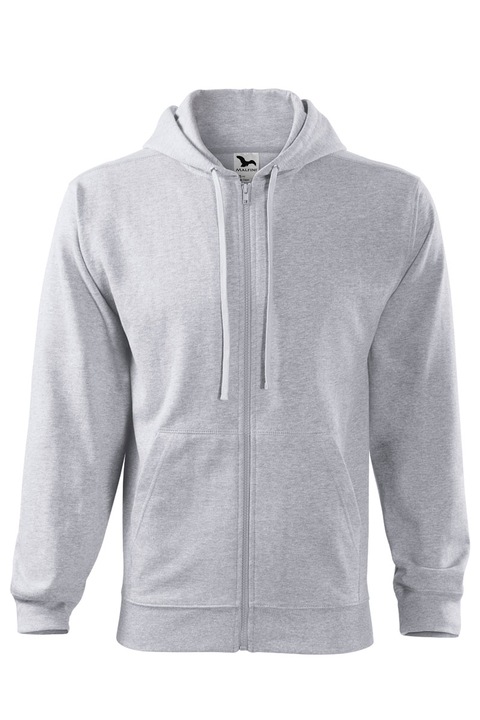 Мъжки суитшърт Malfini, С цип, Качулка, Светлосив меланж