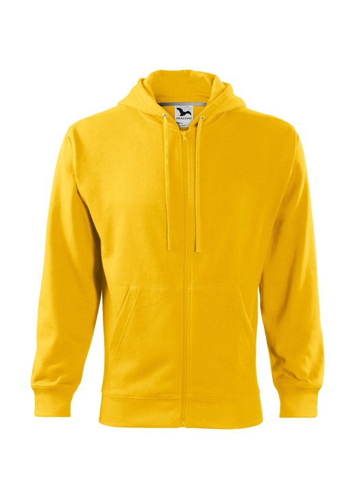 Мъжки суитшърт Malfini, С цип, Качулка, Жълт