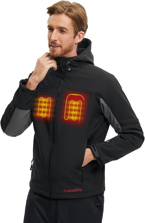 Мъжко електрическо парно яке CONQUECO, черно, размер XL