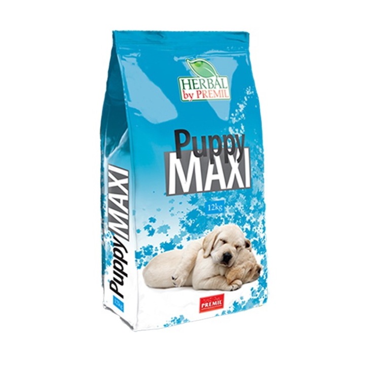 Пълноценна храна, PREMIL Puppy Maxi, За подрастващи кучета от едри и гигантски породи с риба тон, пуешко и патешко месо, 12 кг