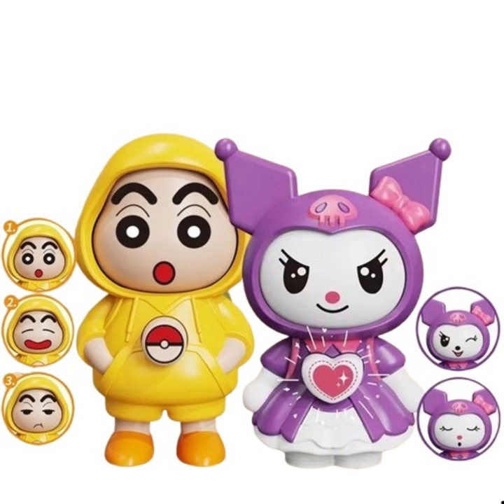 Crayon Shinchan és Kurome arcváltó kulcstartók, 2db-os készlet, többszínű, gyerekeknek