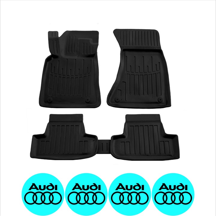 Set covorase auto Audi Q5 (8R) (2008-2016) dedicate, si 4 stickere rotunde autoadezive de 6 cm Audi