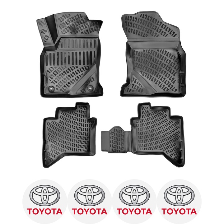 Set covorase auto Toyota Hilux VIII 2015- dedicate, si 4 stickere rotunde autoadezive de 6 cm Toyota