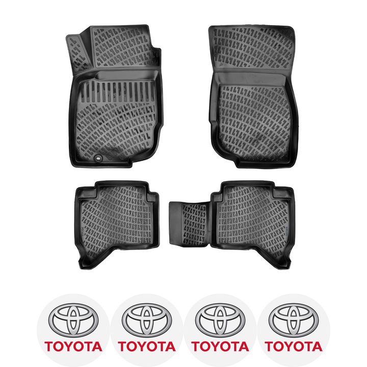 Set covorase auto Toyota Hilux VII 2004-2015 dedicate, si 4 stickere rotunde autoadezive de 6 cm Toyota