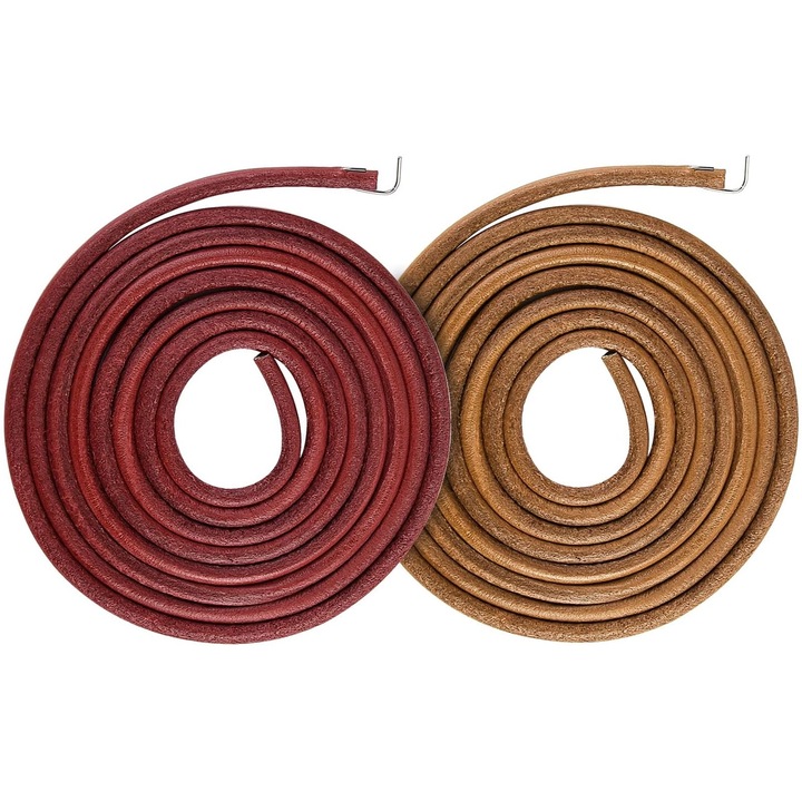 Set 2 Curea din Piele pentru Masina de Cusut, Hggzeg, Cu carlig, Rezistenta la uzura, Lungime ajustabila, Diametru 5 mm, Usor de instalat, Pentru pasionatii de cusut, Piele naturala, Lungime 183 cm, Maro/Rosu