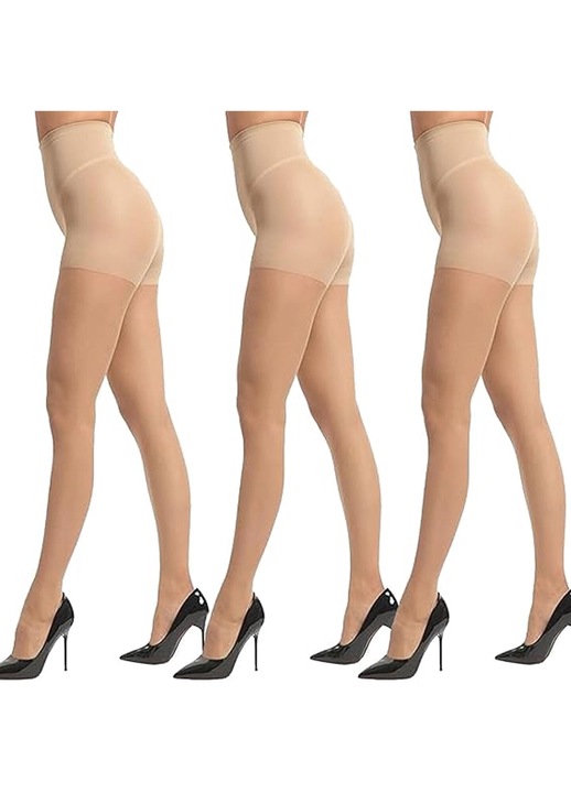 Set 3 perechi dres transparent, SINBINTA, Ciorapi dama, Netede la atingere, Subtiri si respirabile, 20 DEN, Rezistent la alergare si de sustinere, Care elimina umezeala, Stretch mare se potrivesc perfect pentru corp, Poliamida/Nylon, Nude