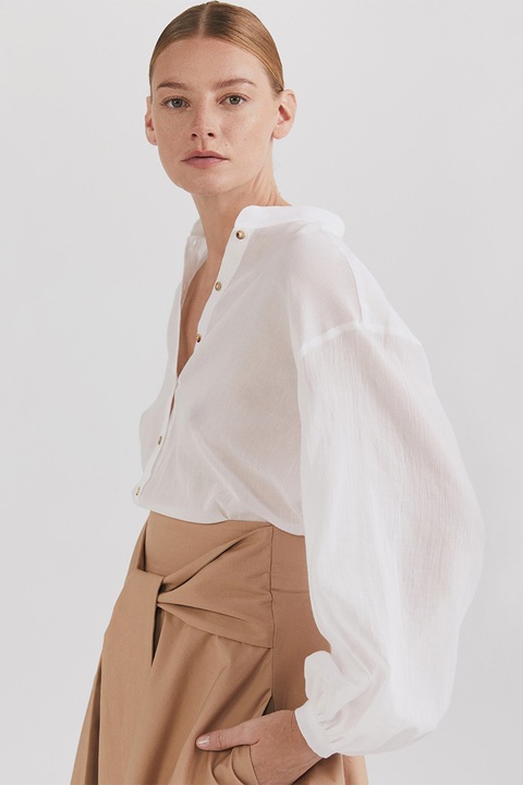 IPANOMI, Camasa de bumbac cu maneci lungi French Dream, Alb optic