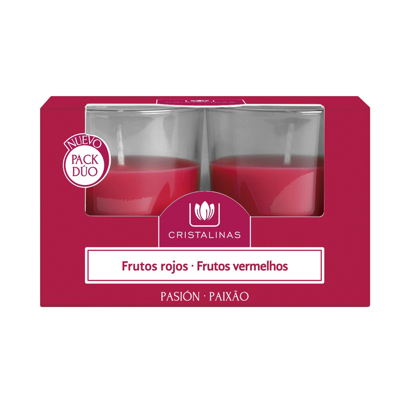 Set lumanari naturale Cristalinas, Fructe rosii - 2 bucati (20 ore fiecare)