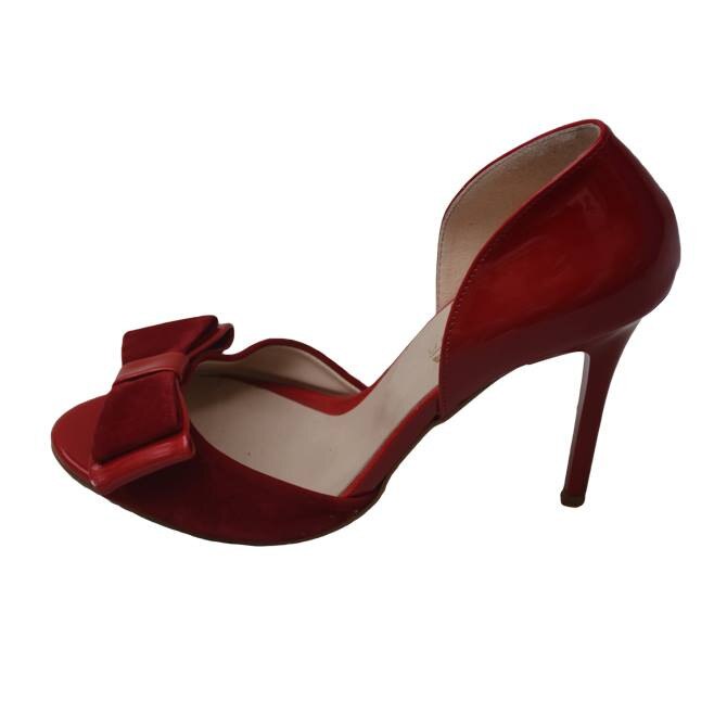 Sandale cu aspect lacuit, D&J Exclusive, Rosu