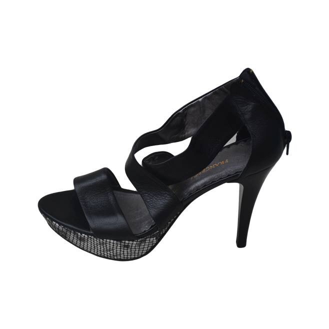 Sandale cu piele de sarpe, D&J Exclusive, Negru