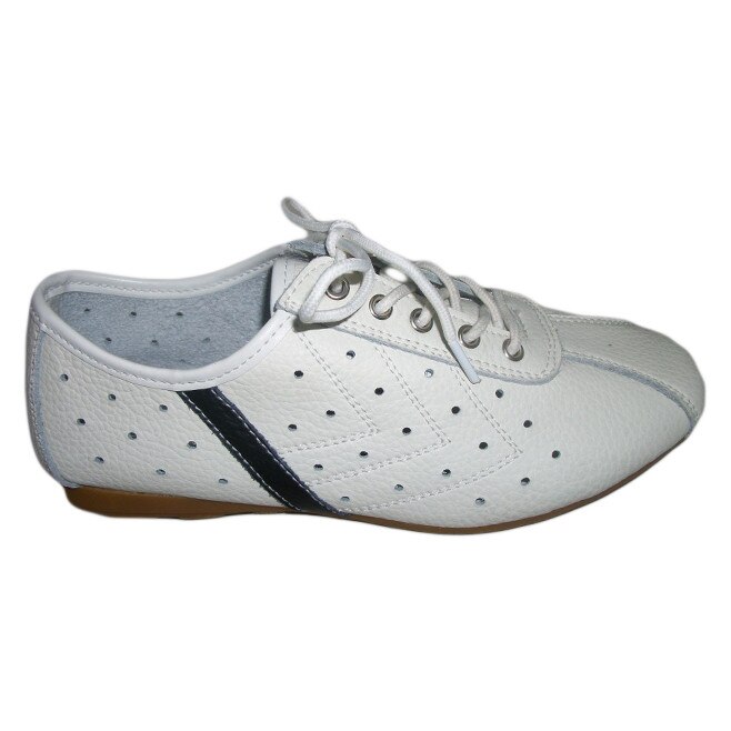 Pantofi sport, din piele naturala cu perforatii, D&J Exclusive, Alb