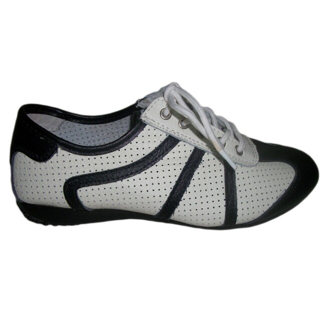 Pantofi sport, din piele naturala, D&J Exclusive, Alb/Negru