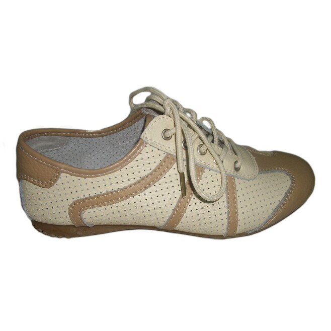 Pantofi sport, din piele naturala, D&J Exclusive, Bej/Maro