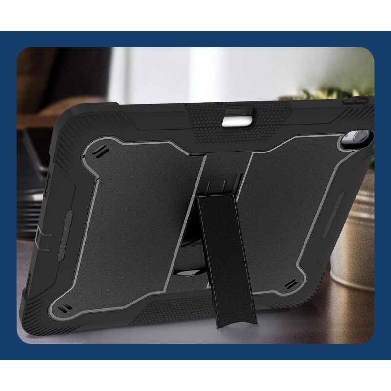 Husa tableta pentru iPad Air 13 (2024), Antisoc si Anti-zgarieturi, PC + material siliconic, suport, rezistent la uzura, anti picatura, anti amprenta, taiere precisa, Negru