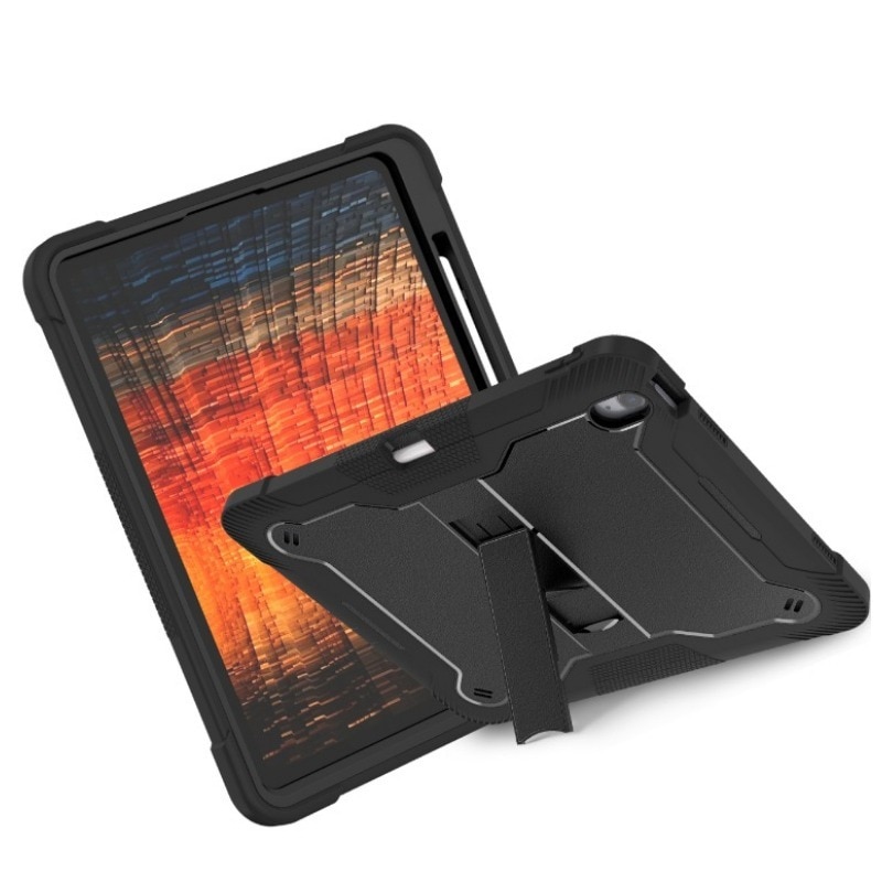 Husa tableta pentru iPad Air 13 (2024), Antisoc si Anti-zgarieturi, PC + material siliconic, suport, rezistent la uzura, anti picatura, anti amprenta, taiere precisa, Negru