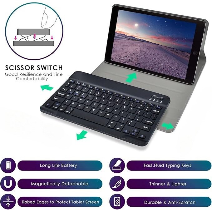 Husa cu Tastatura pentru iPad Air 10.5 2019 / pentru iPad Pro 10.5 2017 Case negru, Durabil si rezistent la uzura, oferind protectie cuprinzatoare